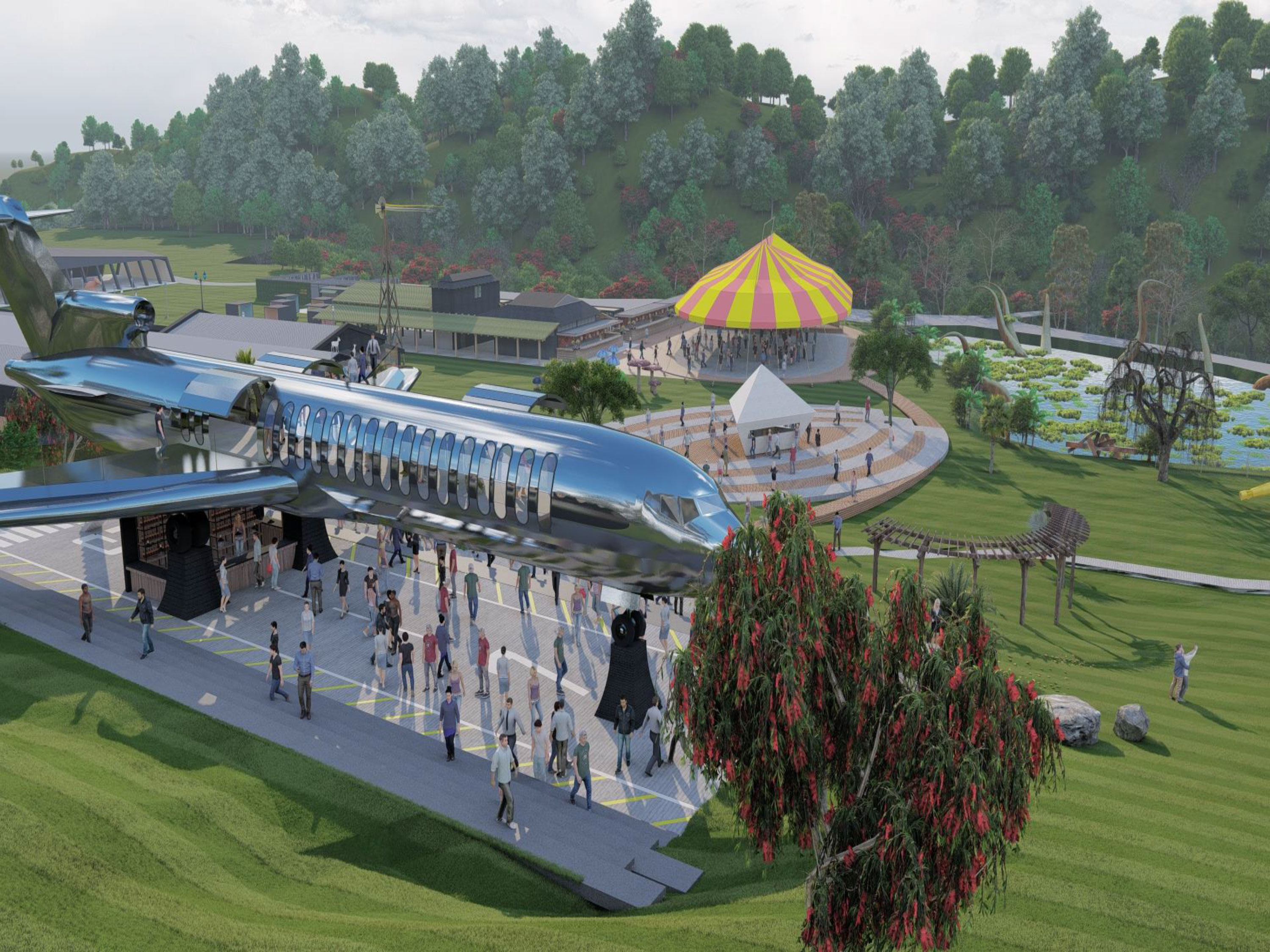 Surreal Park apresenta Jet Set, nova pista de dança construída a partir da fuselagem de um avião